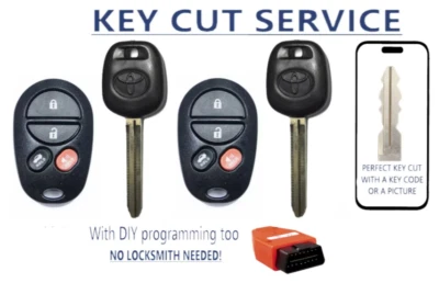 KEY CUT  +  X2 TOYOTA  Solara 2004 - 2009 Chip DOT Key + 3B Remote + DIY TOOL - Image 1 of 4