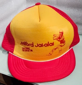 vintage civic caps MILFORD JAI ALAI JAI-ALAI mesh trucker snapback cap hat - Picture 1 of 4