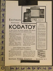 1930 TOY AD EASTMAN KODAK KODAPLAY PROYECTOR DE PELÍCULA PANTALLA DE TEATRO 16 MM TC92 - Imagen 1 de 1