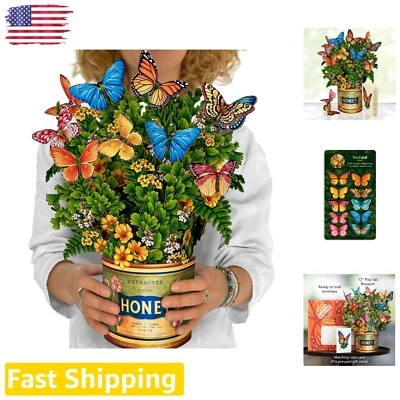 Realistic Buttercup Flower and Butterfly Pop-Up Greeting Card - Unique Gift Idea - Image 1 of 4