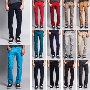 Victorious Men's Slim Fit Colored Denim Jeans Stretch Pants GS21 - FREE SHIP - Picture 1 of 77