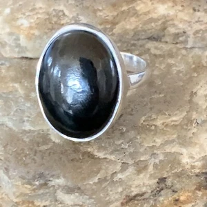 Anillo Navajo de Ónix Negro Plata de Ley Talla 8 11726 - Imagen 1 de 12