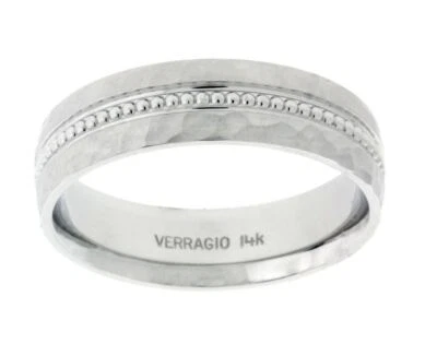 Alianza de boda Verragio MV-6N02HM para hombre en oro blanco de 14k. Foto 1 de 2