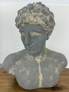 Vintage Distressed 23" Large Garden Roman Bust Statue Greek Antinous Sculpture - Picture 1 of 10