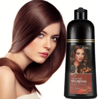 Tinte para el cabello de argán 500 ml, champú con aceite de argán, coloración para el cabello 3 en 1, fácil de usar, cuidado del cabello Foto 1 de 4