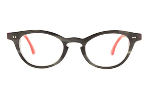 Authentic Anne et Valentin MINIBLUE 1253 44mm Black Marble Red Cat Eye France - Picture 1 of 5