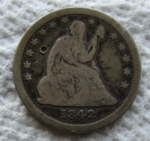 1842-O Large Date Seated Liberty Quarter Rare Early Date Small Obverse Dig Cover