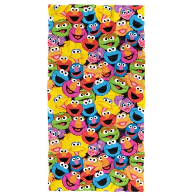 Toalla de playa collage cabeza personaje calle sésamo con licencia oficial 30"x60" Foto 1 de 4