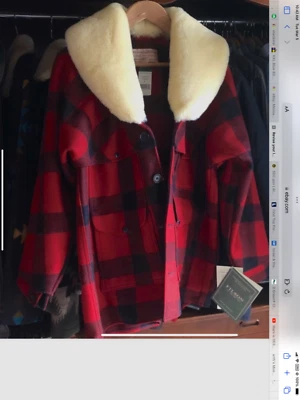 Filson double Mackinaw Wool Jacket size 46 Sheep skin collar, Raglan Sleeves - Image 1 of 3