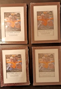 Set of 4 Dark Wooden 3.5 Picture Frames – Display Photos Mat (Hangable) - Picture 1 of 3