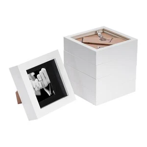 5x 4 x 4 3D Box Frame Photo Picture Deep Display Shadow 2 x 2 Mount White/Black - Picture 1 of 7