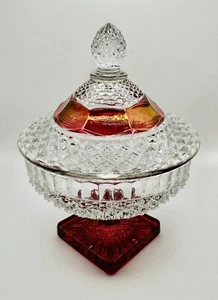 MCM Ruby Red Candy Dish Westmoreland English Hobnail Glass Trinket Modernist - Picture 1 of 8