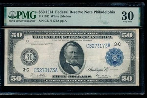 AC Fr 1035 1914 $50 Philadelphia FRN PMG 30 - Picture 1 of 2