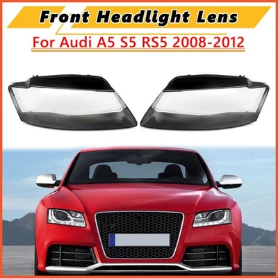 Pair Left+Right Front Headlight Headlamp Lens Cover For Audi A5 S5 RS5 2008-2012 Foto 1 de 4