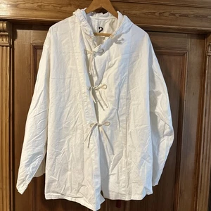 Military hoodie 2 cotton White One Size Front Ties Long Sleeve Cotton Kimono - Picture 1 of 11