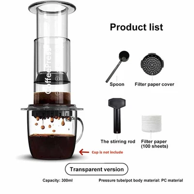 AeroPress Clear Coffee Press 3-In-1 Brew Method Combines French Press For Travel - Image 1 of 4
