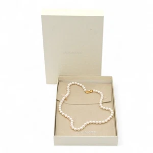 DESIGNER BLUE LAGOON MIKIMOTO 6.8MM CULTURED PEARL NECKLACE STRAND 18K GOLD ~20" - Picture 1 of 5
