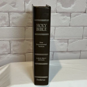 NIV Holy Bible Large Print Edition 1985 Hardcover Brown Zondervan - Picture 1 of 20