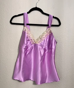 Camiseta sin mangas Babydoll camisola vintage para mujer L? Borde de encaje floral púrpura dañado # 1 - Imagen 1 de 24