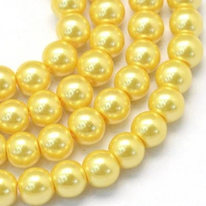 Glass Pearl 3mm Round Beads - Pale Ye1low - 1 Strand (190 pcs approx) Crafts - Picture 1 of 2