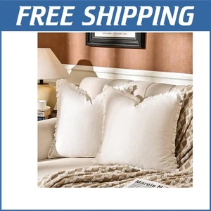 Rustic 2-Pack Fringed Pillow Covers with Tassels - 20" Decorative Cushion Case - Picture 1 of 8