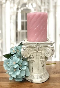 Candelabro estilo holandés candelabro base columna Shabby blanco 15 x 11,5 x 11,5 cm - Imagen 1 de 10