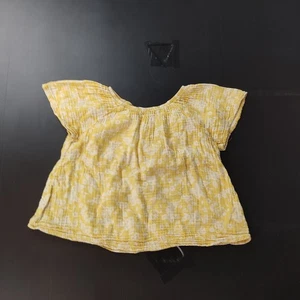 Ghanda Kids Top Yellow White Floral Short Sleeve Boho Cotton Summer Blouse - Foto 1 di 6