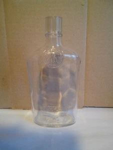 Vintage One Pint Clear Glass Whisky Bottle, 8", No Cork - Picture 1 of 16