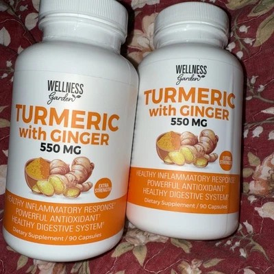 Wellness Cúrcuma Jardín con Jengibre 90 Cápsulas Inflamatorias y Digestivas (Paquete de 2) Foto 1 de 4