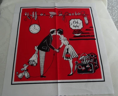 Schöner Stoff Panel LIEBESPAAR Baumwolle ca. 29cm x 28cm Patchwork Basteln - Bild 1 von 4