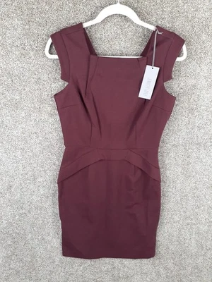 Vestido Vaina Jennifer Lopez Cuello Cuadrado Mujer 6 Borgoña Ponte Tejido Cóctel Nuevo con Etiquetas Foto 1 de 4