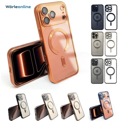WÖRLEONLINE MagSafe Hülle Titan für iPhone 15 16 17 Pro Max Kameraschutz Handyhülle Case