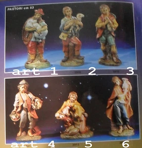 Bergers 53 CM art5 Avec Poule Caoutchouc Dur Crèche Shepherds Fabriqué Italy 50 - Picture 1 of 1