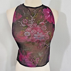 Forever 21 Top Women M Mesh Rhinestones Backless Sexy Romantic Party  Y2K - Picture 1 of 9