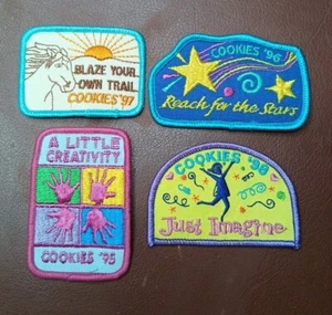 Lot Of 4 Girl Scout 90's Cookie Merit Badges Patches - Picture 1 of 2