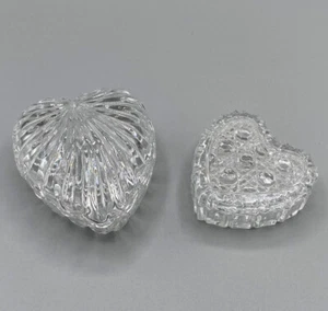 Dos cajas de baratijas vintage de corazón de cristal de plomo con tapas. - Imagen 1 de 5