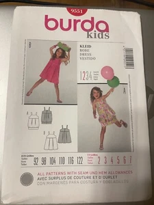 Burda KIDS Pattern 9551 Little Girls Sleeveless Dresses w/Pleated Skirt Opts 2-7 - Picture 1 of 2