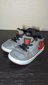 Preowned DC Shoes Junior Gray Red Activewear Shoes Size US 8T - Picture 1 of 13