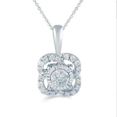 Кулон женский тонкий с цветочным кластером натуральные настоящие бриллианты и сплошная платина 950 - Изображение 1 из 4