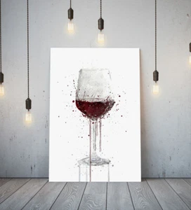 COPA DE VINO TINTO - LONA ENMARCADA PROFUNDA PARED SPLASH ARTE IMAGEN PAPEL IMPRESIÓN - GRIS - Imagen 1 de 17