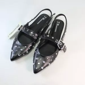 No Boundaries Studded Sling Back Pointed Toe Flats Shoes Women's Size 8.5 Black - Picture 1 of 5