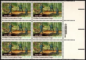 US - 1983 - 20 Cents Civilian Conservation Corps Issue Copyright Block #2037 NH - Picture 1 of 1