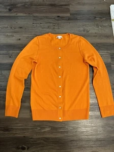 GAP Cashmere Blend Orange Cardigan Fall Halloween Thanksgiving Sweater M Womens - Picture 1 of 22