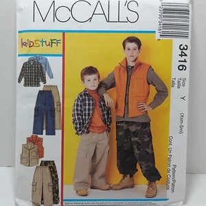 McCalls Sewing Pattern 3416 Y (XS-S) Kids Cargo Pants Vest & Shirt Vintage - Picture 1 of 3
