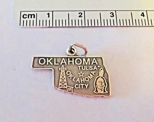 Dije de plata esterlina 15x23 mm The Sooner State Oklahoma State - Imagen 1 de 2
