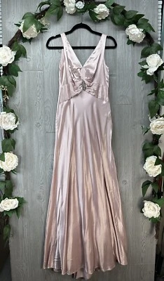 Davids Bridal Dress Long Satin Pink Prom Wedding Womens Size 10 Vintage Y2K - Image 1 of 4