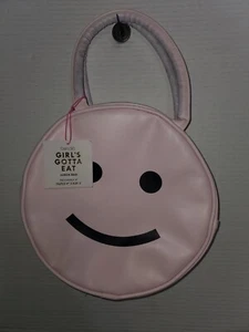 Ban.do Pink Girl's Gotta Eat Smiley Face Emoji Insulated Lunch Bag New with Tags - Picture 1 of 6