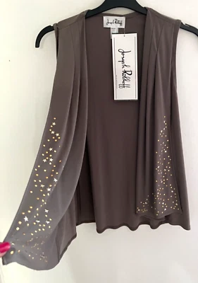 BNWT Joseph Ribkoff UK 10 Jersey Gilet Open Waistcoat With Gold Pattern - Image 1 of 4