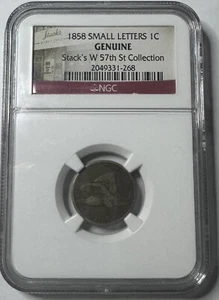 Rare 1858 (Small Letters) Flying Eagle Cent 1c NGC Stack’s W 57th St Collection - Picture 1 of 6