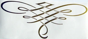 ONE SELFADHESIVE CUTTED VINYL DECORATION, GOLD, 3½"x 8½", INDOOR + OUTDOOR USE. - Imagen 1 de 2